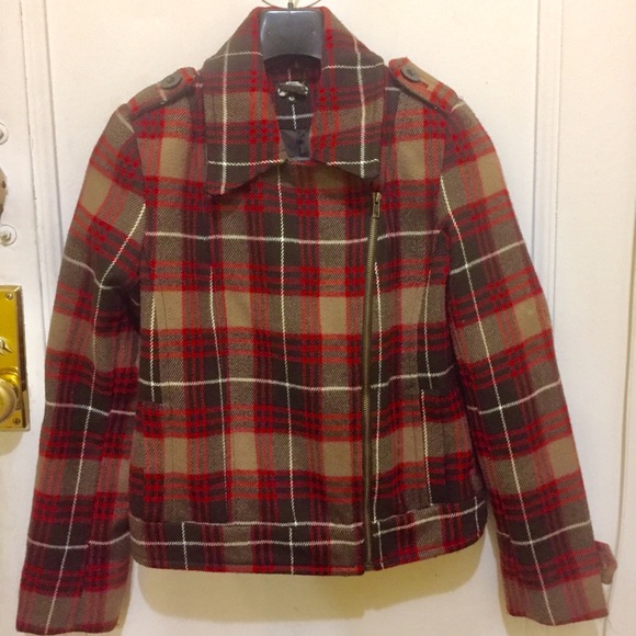 BIK BOK Jackets & Blazers - NEW BIK BOK Plaid Check Tweed Moto Jacket